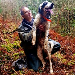 chasse en direct avec son chien en Irlande